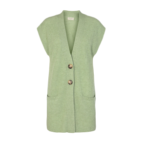 FREE/QUENT - LAMBY Waistcoat / Strikvest - lysgrn melange