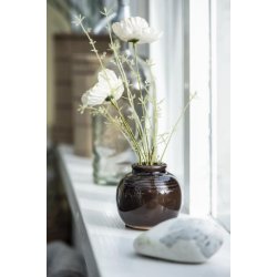 Ib Laursen - Vase mini med riller -  krakeleret glasur mrk