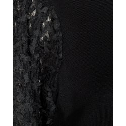 FREEQUENT - FQDOTKA Strikbluse med 3/4 rmer - sort med blonde