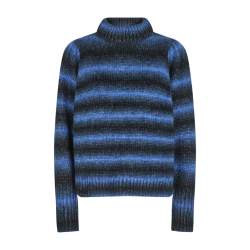 FREE/QUENT - FQRYLIC Pullover strikbluse - black w. Amparo blue 