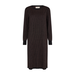FREE/QUENT - FQSALYN Strik Kjole - sort med cappuccino lurex striber