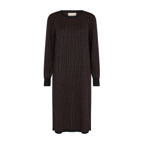 FREE/QUENT - FQSALYN Strik Kjole - sort med cappuccino lurex striber