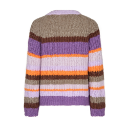 FREE/QUENT- FQEVY Strikpullover - royal lilac w. desert taupe