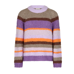 FREE/QUENT- FQEVY Strikpullover - royal lilac w. desert taupe