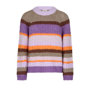 FREE/QUENT- FQEVY Strikpullover - royal lilac w. desert taupe
