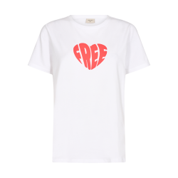FREE/QUENT - FQFENJAL T-shirt "FREE" - hvid med rdt print