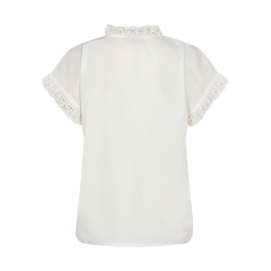 FREE/QUENT - FQRAVNA Bluse med broderi anglaise kant - offwhite 