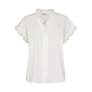 FREE/QUENT - FQRAVNA Bluse med broderi anglaise kant - offwhite 