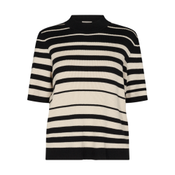 FREE/QUENT - FQCLAUDISSE Strik Pullover - sort og beige stribet