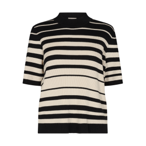 FREE/QUENT - FQCLAUDISSE Strik Pullover - sort og beige stribet