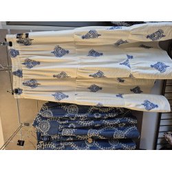 Lisbeth Merrild- Nederdel - hvid med blt mnster 