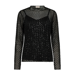 FREE/QUENT - FQHERLIG - Bluse med pailletter - sort