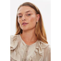 FREE/QUENT FQSTRABA - Bluse Chiffon med jacquard striber og flser - beige