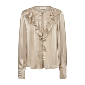 FREE/QUENT FQSTRABA - Bluse Chiffon med jacquard striber og flser - beige