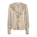FREE/QUENT FQSTRABA - Bluse Chiffon med jacquard striber og flæser - beige