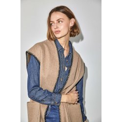 FREEQUENT - FQYANNA Vest - sort og beige