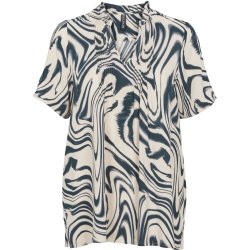 Prepair - Korfu Bluse - sand og  blt grafisk print