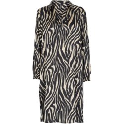 Prepair - Helga Kjole m/slids - sort med zebra striber i sand