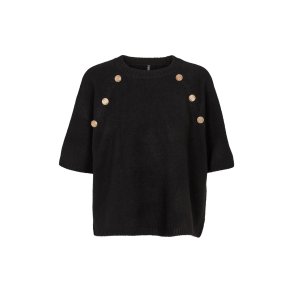 Prepair - Clara Strikbluse - sort og guld knapper