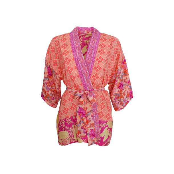 Black Colour - BCLUNA Kort Kimono - pink multi 
