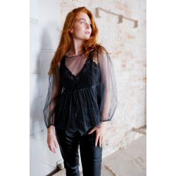 Black Colour - BCFAIRYTALE PEPLUM Top - gr med guld prikker