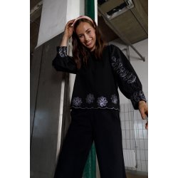 Black Colour - BCDAISY Bluse - sort med slv broderi