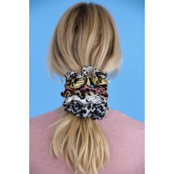 Black Colour - LEO scrunchie - hvid, beige, brun, gul, rosa, bl