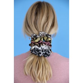 Black Colour - LEO scrunchie - hvid, beige, brun, gul, rosa, bl