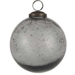Ib Laursen - Julekugle pebbled glass - smoke/gr i 2 strrelser