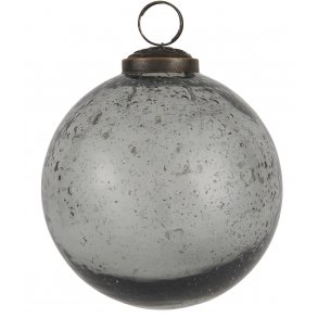 Ib Laursen - Julekugle pebbled glass - smoke/gr i 2 strrelser