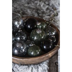 Ib Laursen - Julekugle pebbled glass - smoke/gr i 2 strrelser