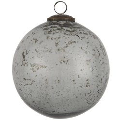 Ib Laursen - Julekugle pebbled glass - smoke/gr i 2 strrelser