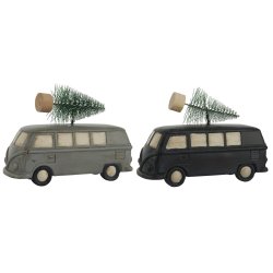 Ib Laursen - Bil med juletr p tag - i sort og gr