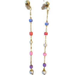 Tim&Simonsen - Atiana �reringe lange - Multifarvet glas- og ferskvandsperler