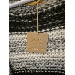 BOHO-LOVE - Strik Cardigan uden rmer - lang ben model - sort og hvid