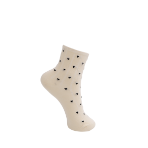 Black Colour - BCALEA Heart Strmpe - Creme med sorte hjerter