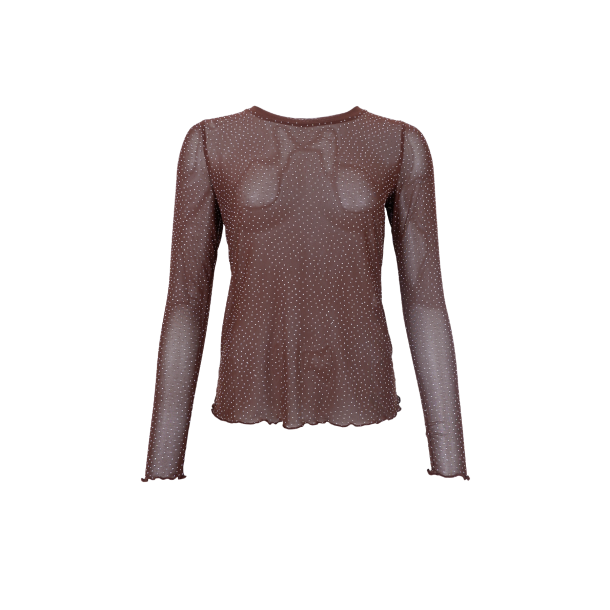 Black Colour - BCALEXIS Mesh Bluse - Brun med similisten