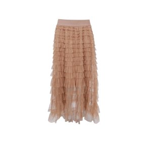 Black Colour - BCANGELINA Mesh Nederdel i lag - latte