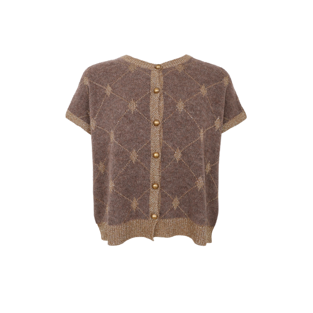 Black Colour - BCELVA Strikvest - taupe med guld