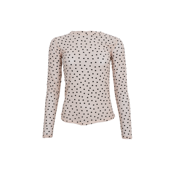 Black Colour - BCISOLE Mesh Bluse - nude med sorte hjerter