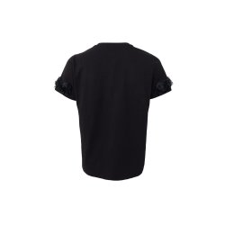 Black Colour - BCMAY T-Shirt - sort med blomsterpatch p� �rmekanten