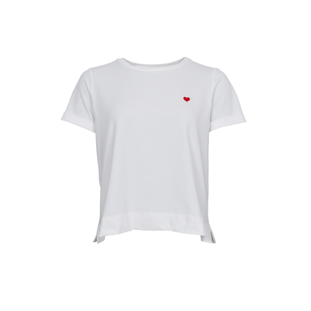 Black Colour - BCMAY S/S Heart T-Shirt - off-white med rdt hjerte