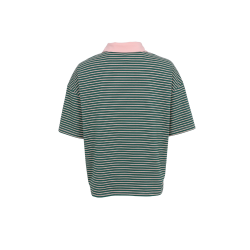 Black Colour - BCMILLIA Polo Bluse med korte rmer - grn med lyserde striber