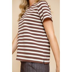 Black Colour - BCMISSY SS T-Shirt - kortrmet - brun og creme stribet