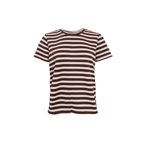 Black Colour - BCMISSY SS T-Shirt - kortrmet - brun og creme stribet