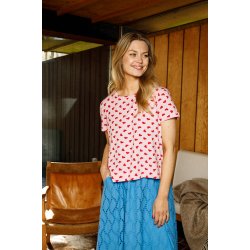 Black Colour - BCZELDA T-Shirt - kortrmet - lyserd med rde hjerter