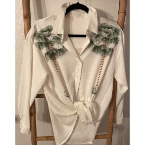 Boho-Love - Hr Skjorte - hvid med palmer