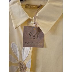 BOHO-LOVE -  Storskjorte Bluse - gul m/hvide blomster