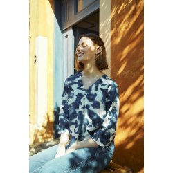 FREE/QUENT - FQJULIE Bluse - med 3/4 rmer - bl og offwhite