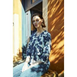 FREE/QUENT - FQJULIE Bluse - med 3/4 rmer - bl og offwhite